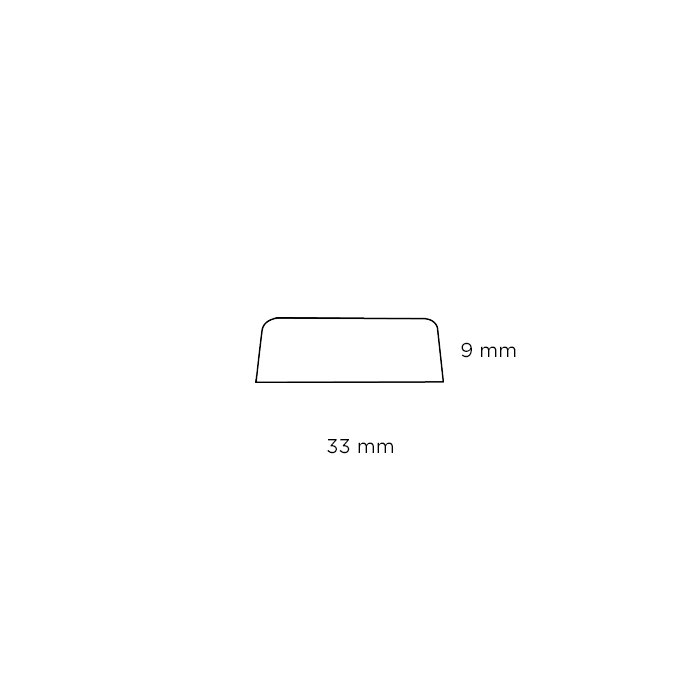 Forkantliste hvid 2 runde kanter - 9 x 33 mm x 3 meter